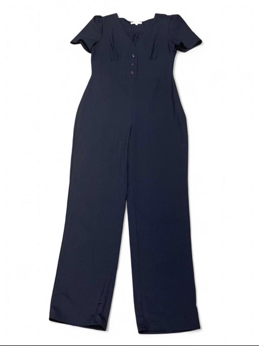 emory park Black Short-Sleeve Button-Front Jumpsuit